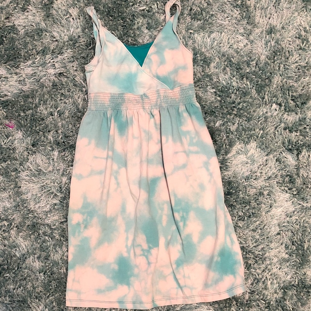 Blue white tie dye dress/swim coverup